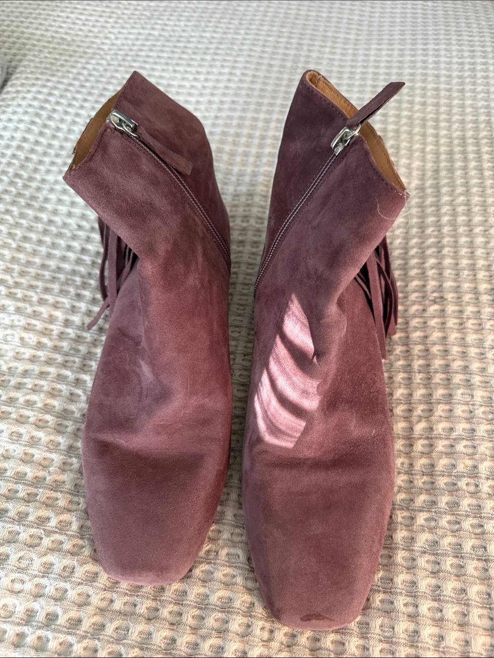 Women’s Suede Fringe Ankle Boots - Dusty Mauve by Free People in size 37 - Picture 2 of 7